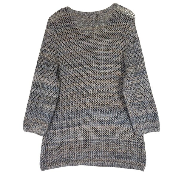 Alison Sheri grey Silver Long Sleeve Open Knit Sweater size xl - Picture 6 of 14